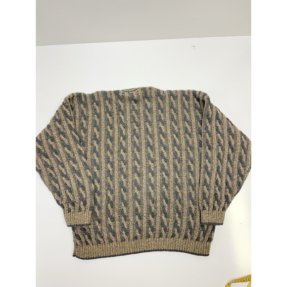 Vintage 90s Liberty Cable Knit Sweater Geometric Multicolor Cosby Grandpa Sz XL - Picture 2 of 5